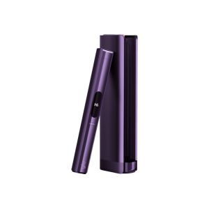 glo Hilo Plus Amethyst heated tobacco device — Amethyst finish, front view on white background
