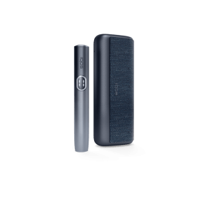 IQOS ILUMA i PRIME Midnight Black heated tobacco device — Midnight Black finish, front view on white background